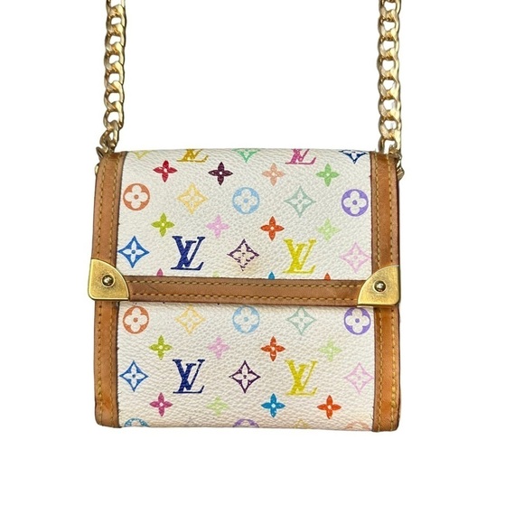 Authentic Louis Vuitton Murakami Multicolor White Leather Wallet Mini Belt Bag - Picture 4 of 16